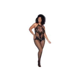 Combinaison grande taille en résille noire 